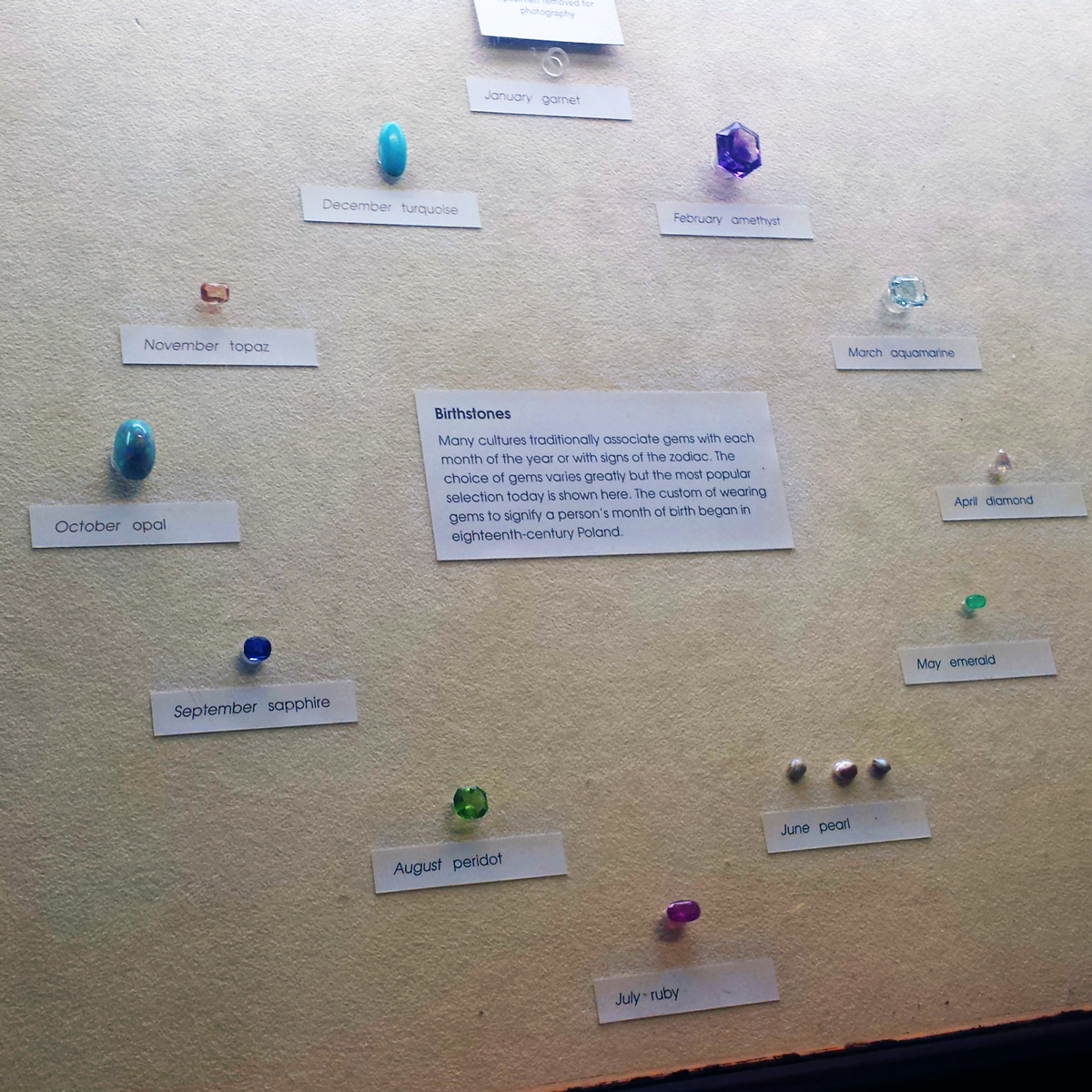 Kameny podle jednotlivých měsíců v roce ve sbírce Natural History Museum London